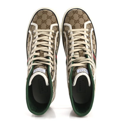 Gucci GG Monogram Web Mens 1977 Tennis High Top Sneakers 11 Beige Ebony Mystic White 2 of 9