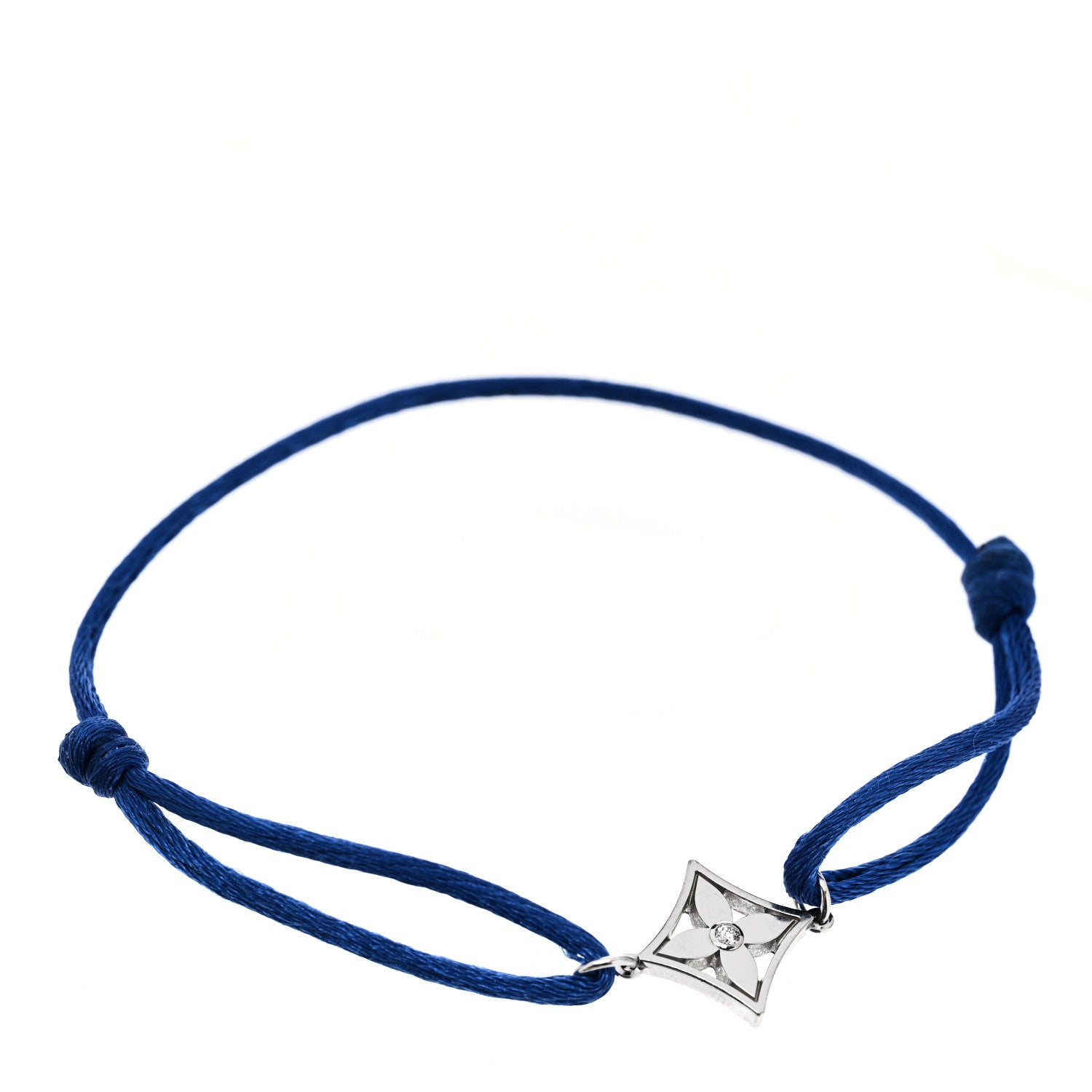 Louis Vuitton 18K White Gold Diamond Idylle Blossom Cord Bracelet Blue 1 of 3