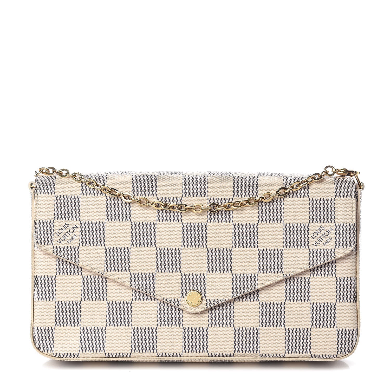 Louis Vuitton Damier Azur Pochette Felicie Chain Wallet Rose Ballerine 1 of 10