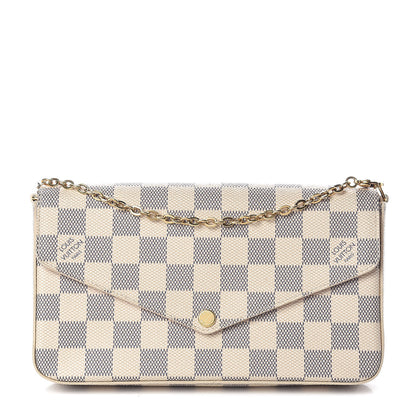 Louis Vuitton Damier Azur Pochette Felicie Chain Wallet Rose Ballerine 1 of 10