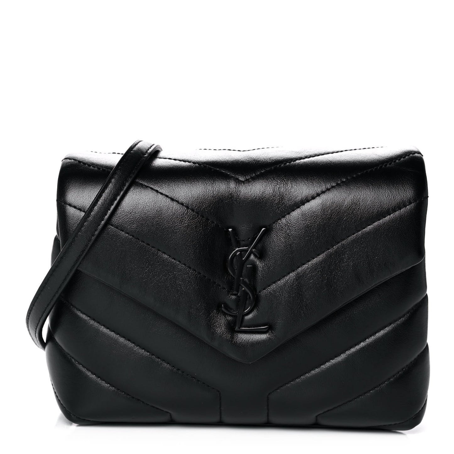 Calfskin Y Quilted Monogram Toy Loulou Crossbody Bag Black