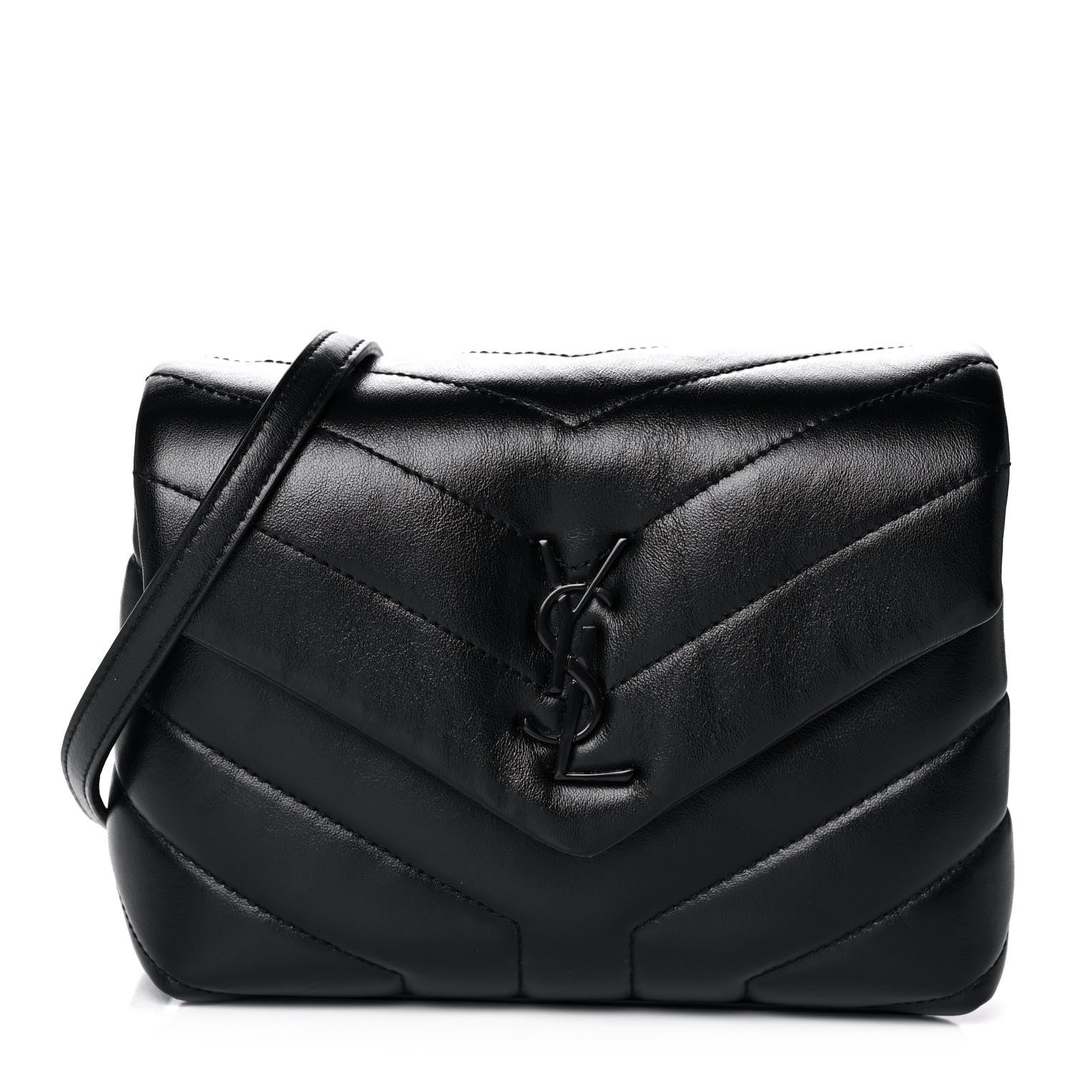 Saint Laurent Calfskin Y Quilted Monogram Toy Loulou Crossbody Bag Black 1 of 11