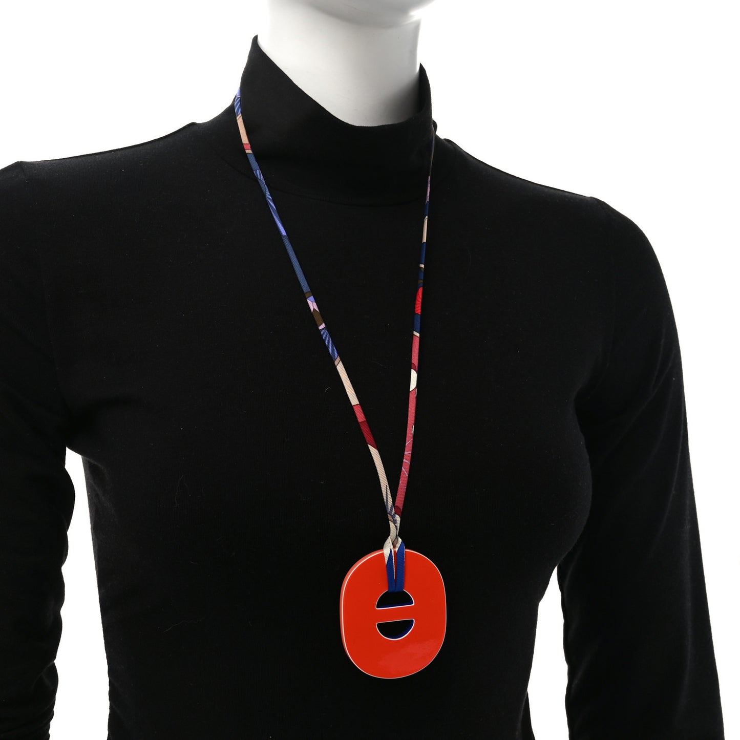 Lacquered Buffalo Horn Pendant Necklace Multicolor