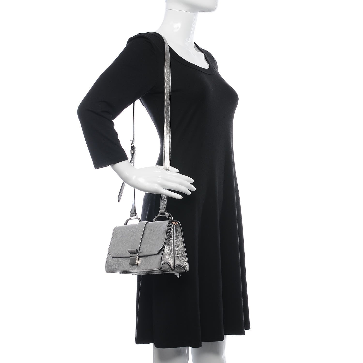 Miu Miu Metallic Goatskin Bandoliera Madras Shoulder Bag Chrome 2 of 19