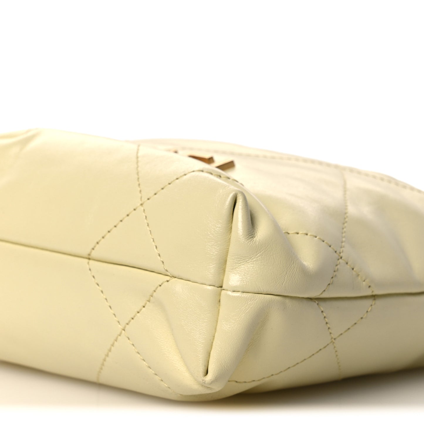 Shiny Calfskin Quilted Mini Chanel 22 Light Yellow