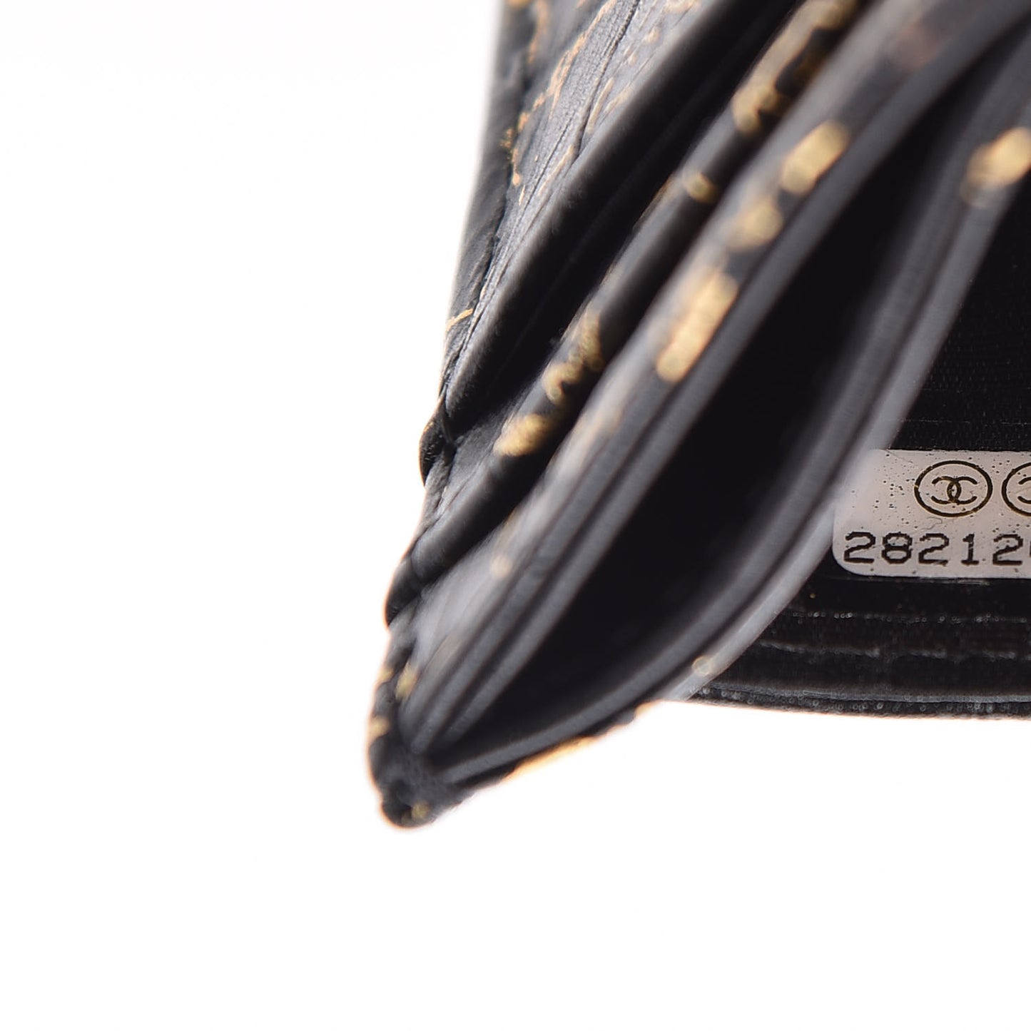 Calfskin Crocodile Embossed Graffiti 2.55 Cocodile Reissue Card Holder Black Gold