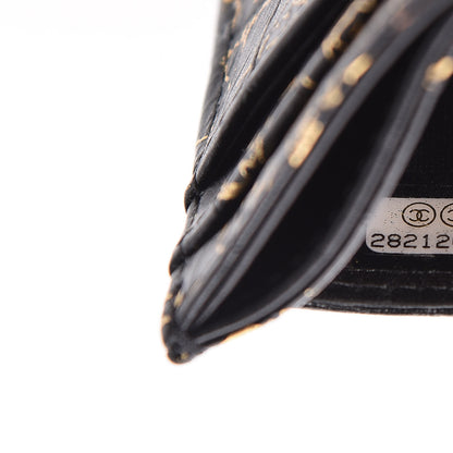 Chanel Calfskin Crocodile Embossed Graffiti 2.55 Cocodile Reissue Card Holder Black Gold 8 of 8