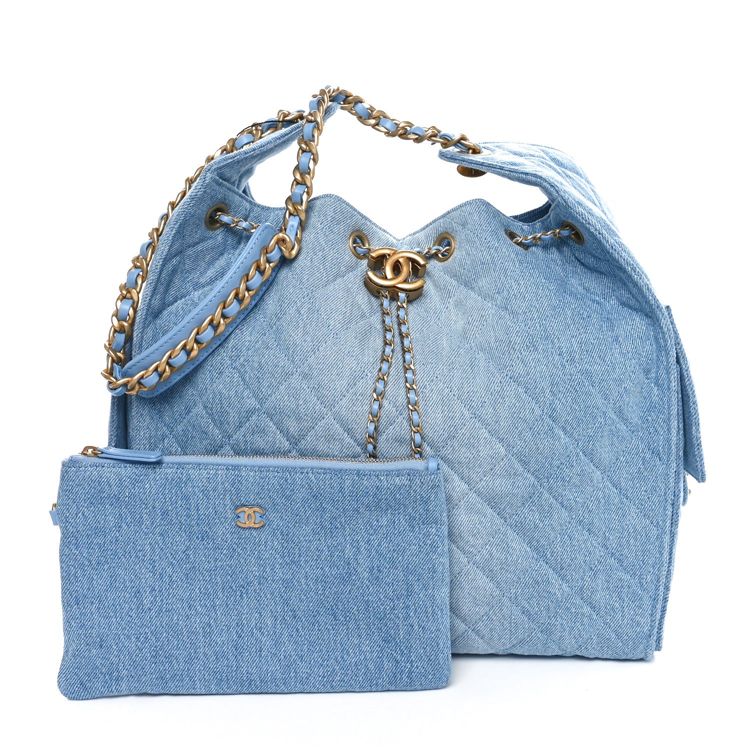 Chanel Washed Denim Quilted Medium Chanel 25 Handbag Blue 2 of 12