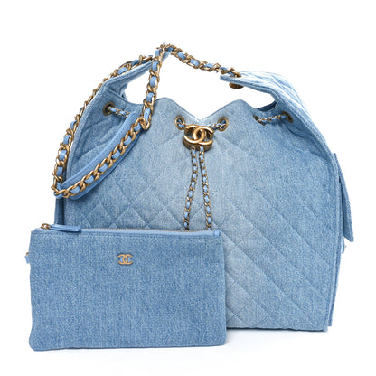 Chanel Washed Denim Quilted Medium Chanel 25 Handbag Blue 2 of 12