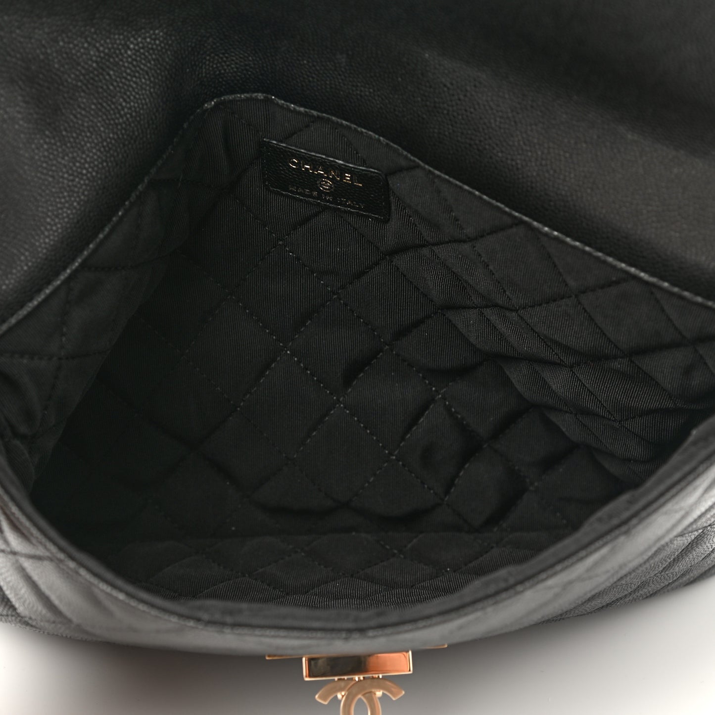 Caviar Quilted Medium Golden Class Pouch Black