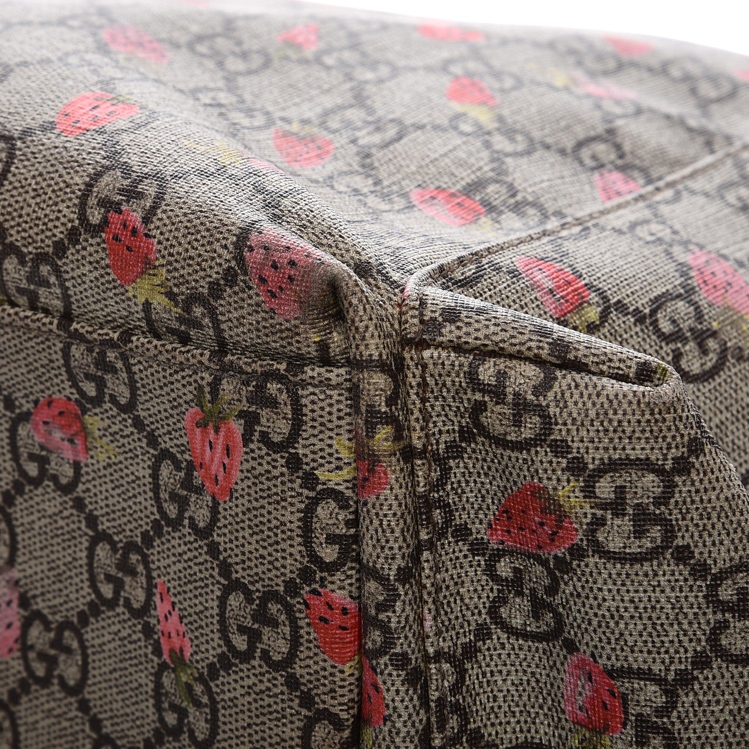 Gucci GG Supreme Monogram Strawberry Messenger Diaper Bag Beige 12 of 13