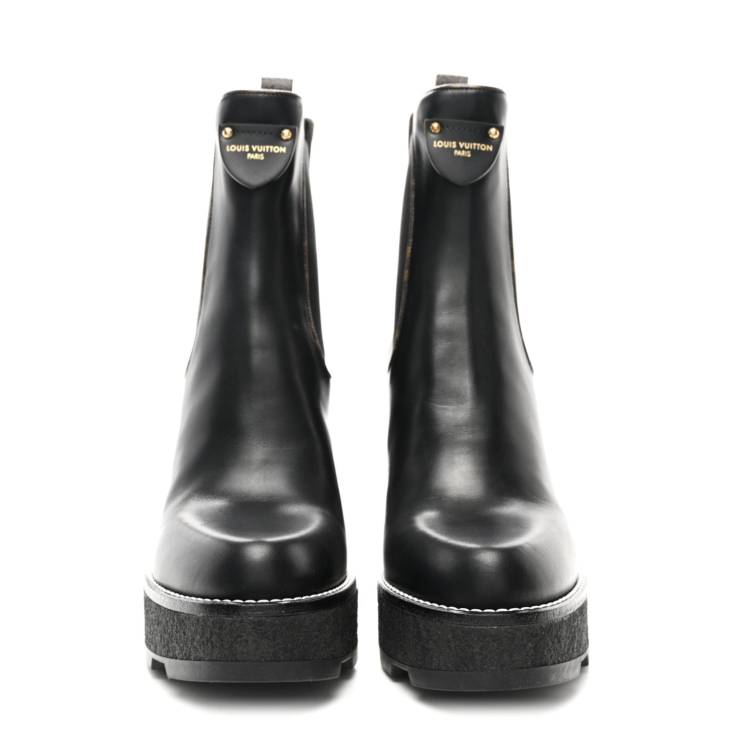 Louis Vuitton Calfskin Monogram LV Beaubourg Platform Ankle Boots 40 Black 2 of 8
