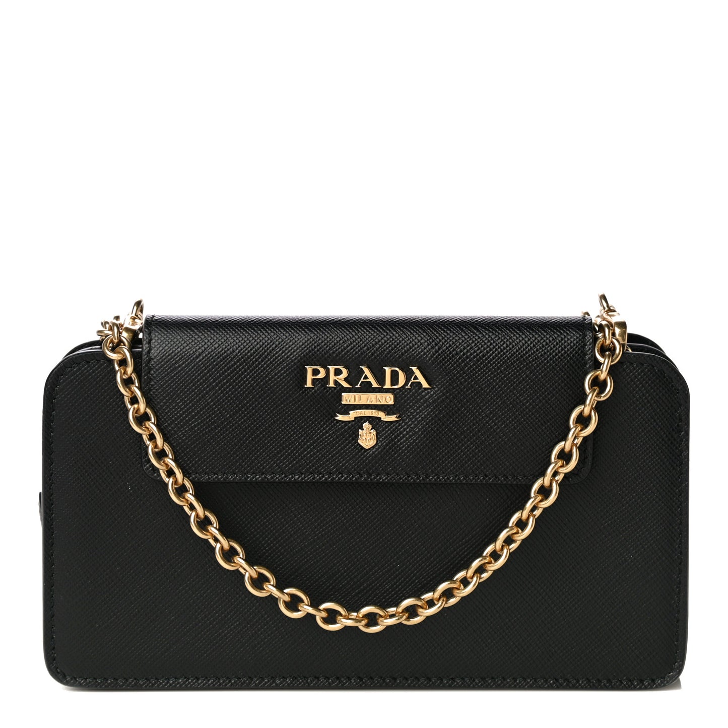 Saffiano Chain Wallet Black
