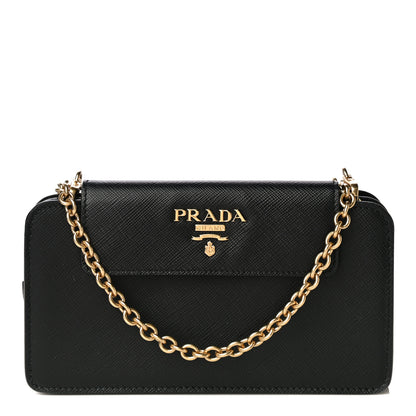 Prada Saffiano Chain Wallet Black 1 of 9