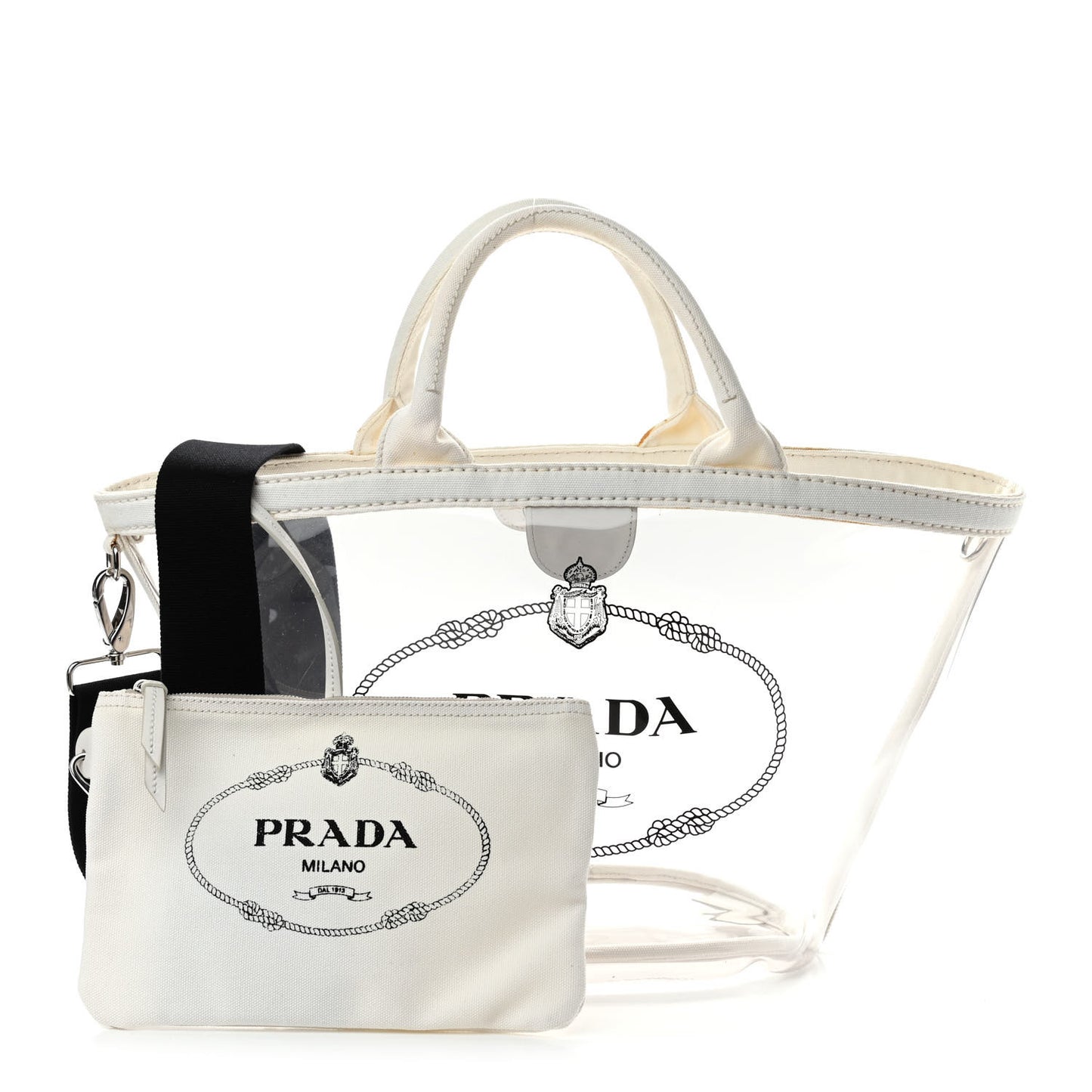 Plexiglass Calfskin Small Shopper Tote White