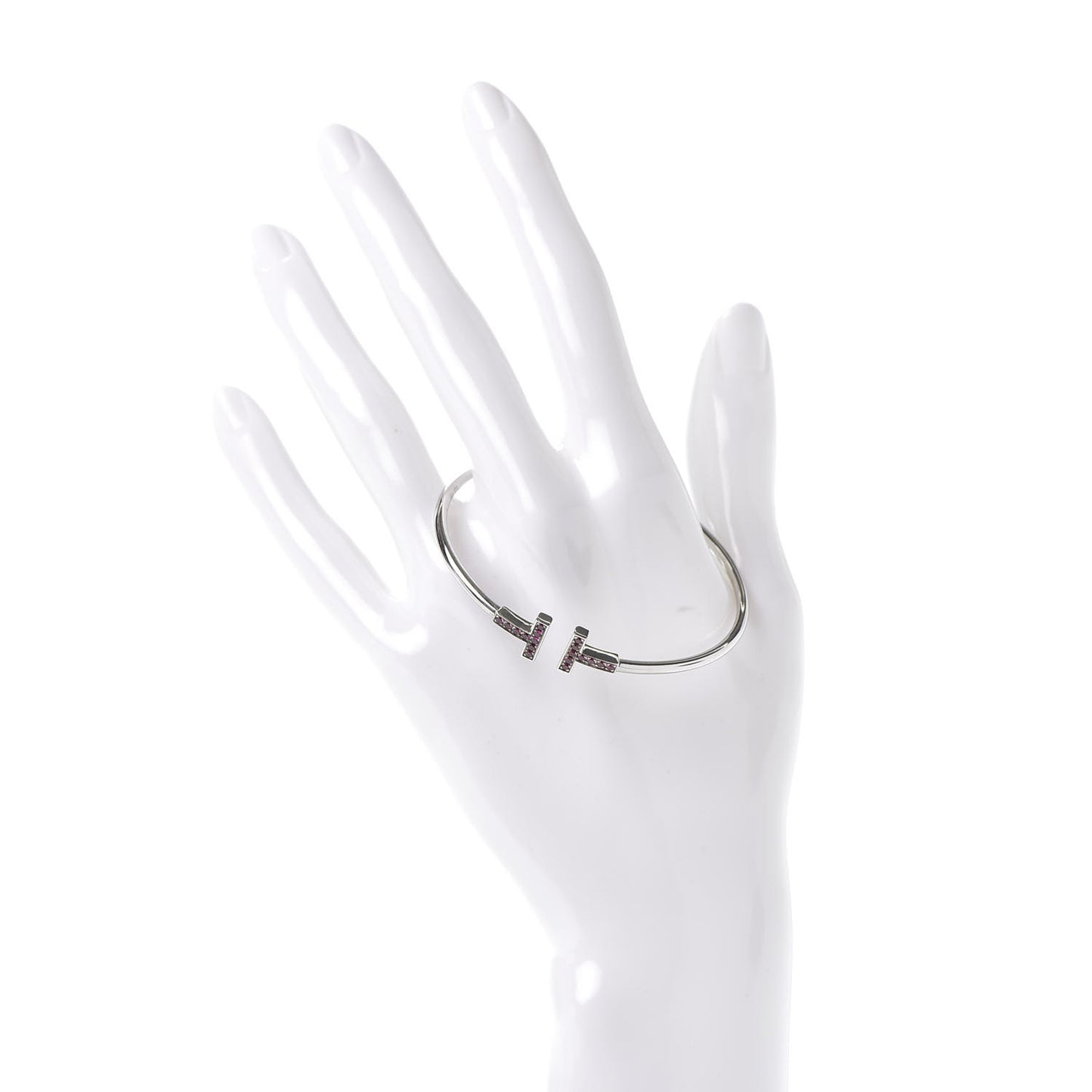 18K White Gold Ruby T Wire Bracelet