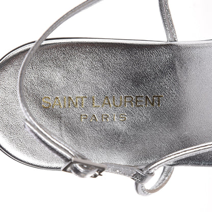 Saint Laurent Metallic Calfskin Nu Pieds Star 05 Thong Sandals 38 Silver 7 of 8