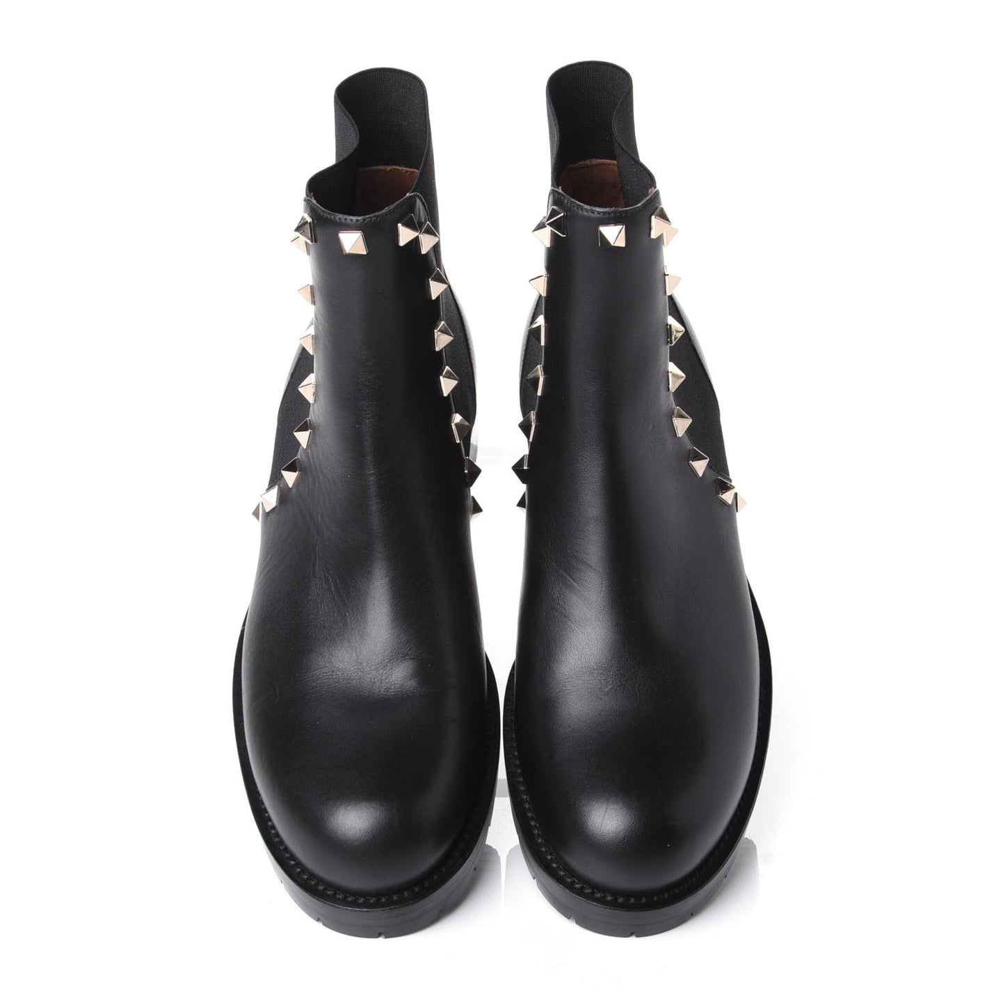 Calfskin Rockstud Beatle Chelsea 20mm Ankle Boots 36.5 Black