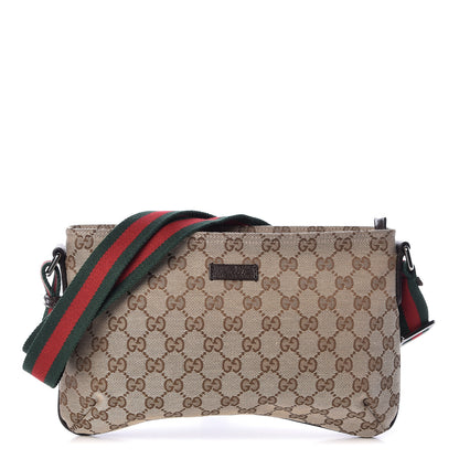 Gucci Monogram Web Small Flat Messenger Crossbody Dark Brown 1 of 10