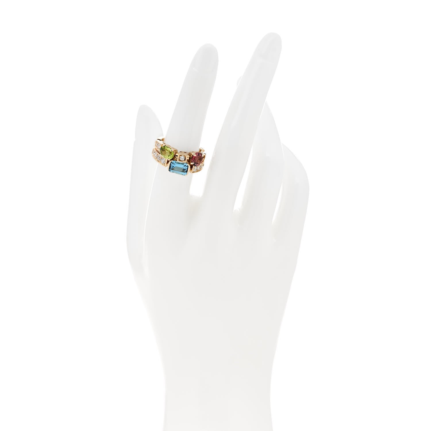 Bulgari 18K Yellow Gold Diamond Multi Gemstone Allegra Ring 52 6 2 of 5