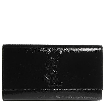 Saint Laurent Textured Patent Monogram Large Belle De Jour Clutch Black 1 of 7