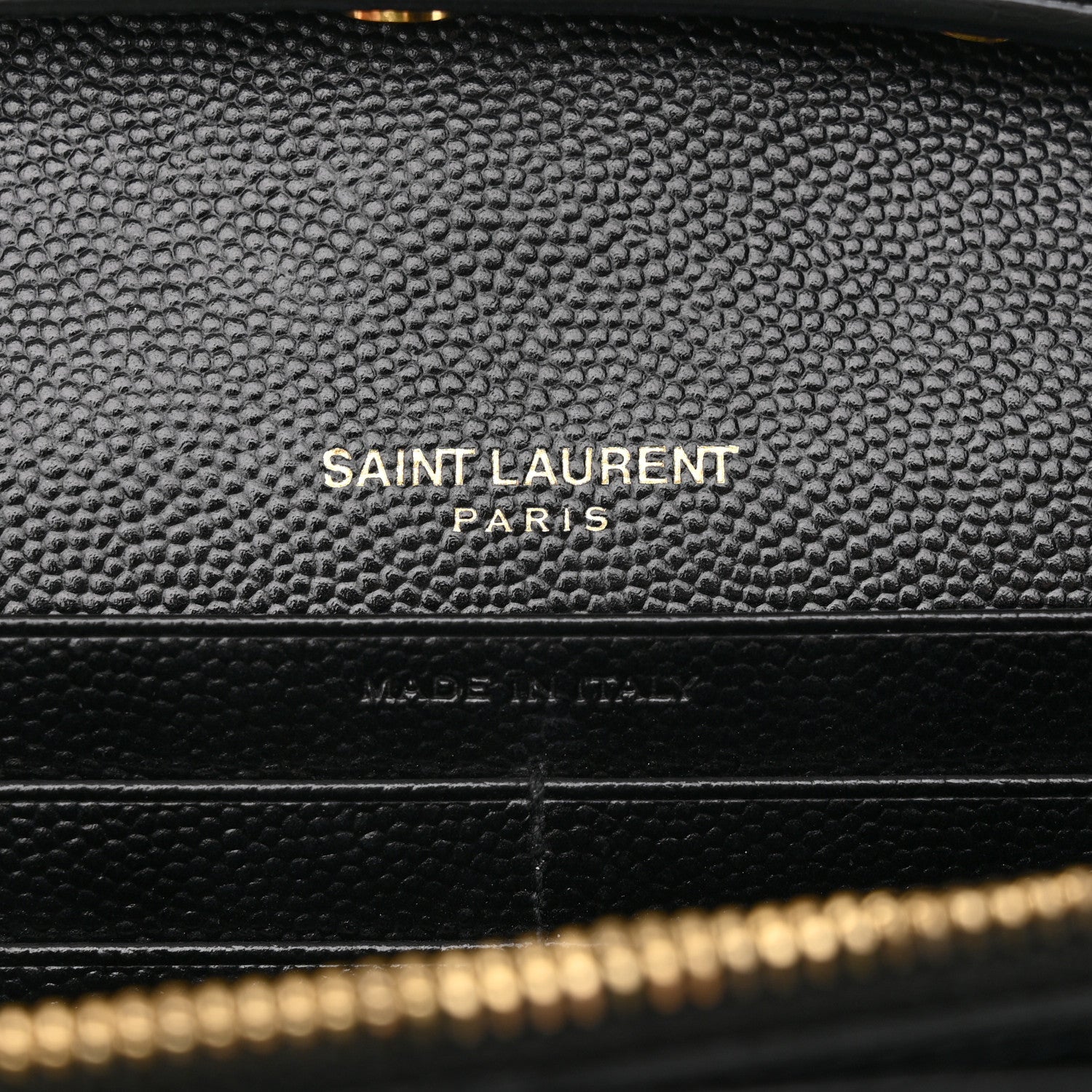 Saint Laurent Grain De Poudre Matelasse Chevron Monogram Chain Wallet Black 6 of 18