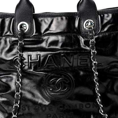 Chanel Glazed Calfskin Medium Deauville Tote Black 7 of 9
