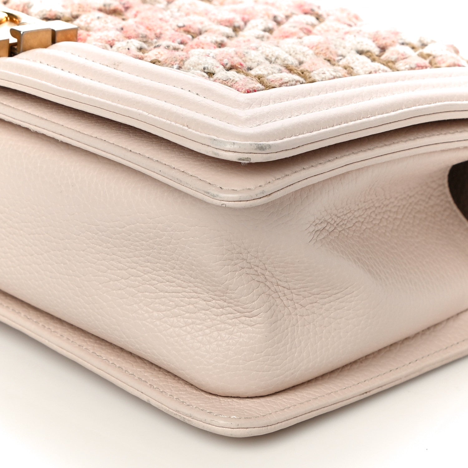 Chanel Braided Tweed Lambskin Medium Boy Flap Pink 6 of 14