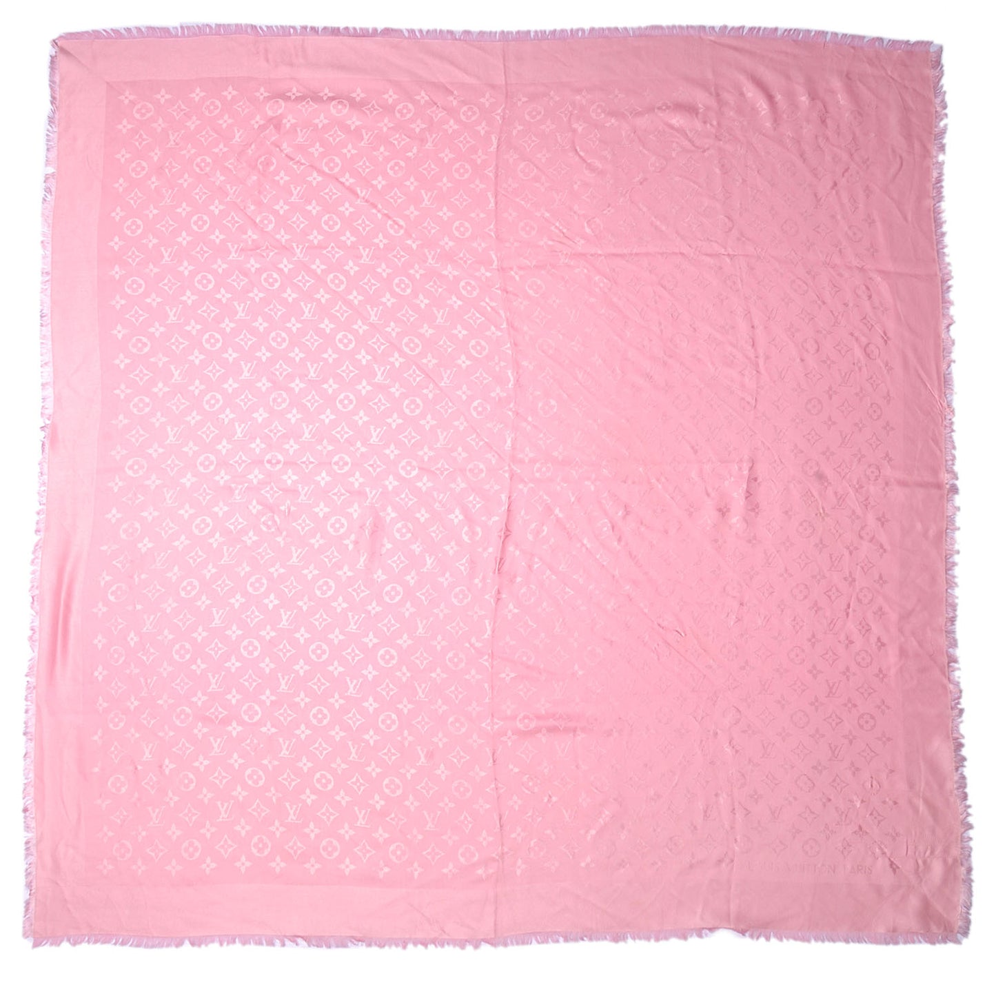 Silk Wool Monogram Shawl Corail