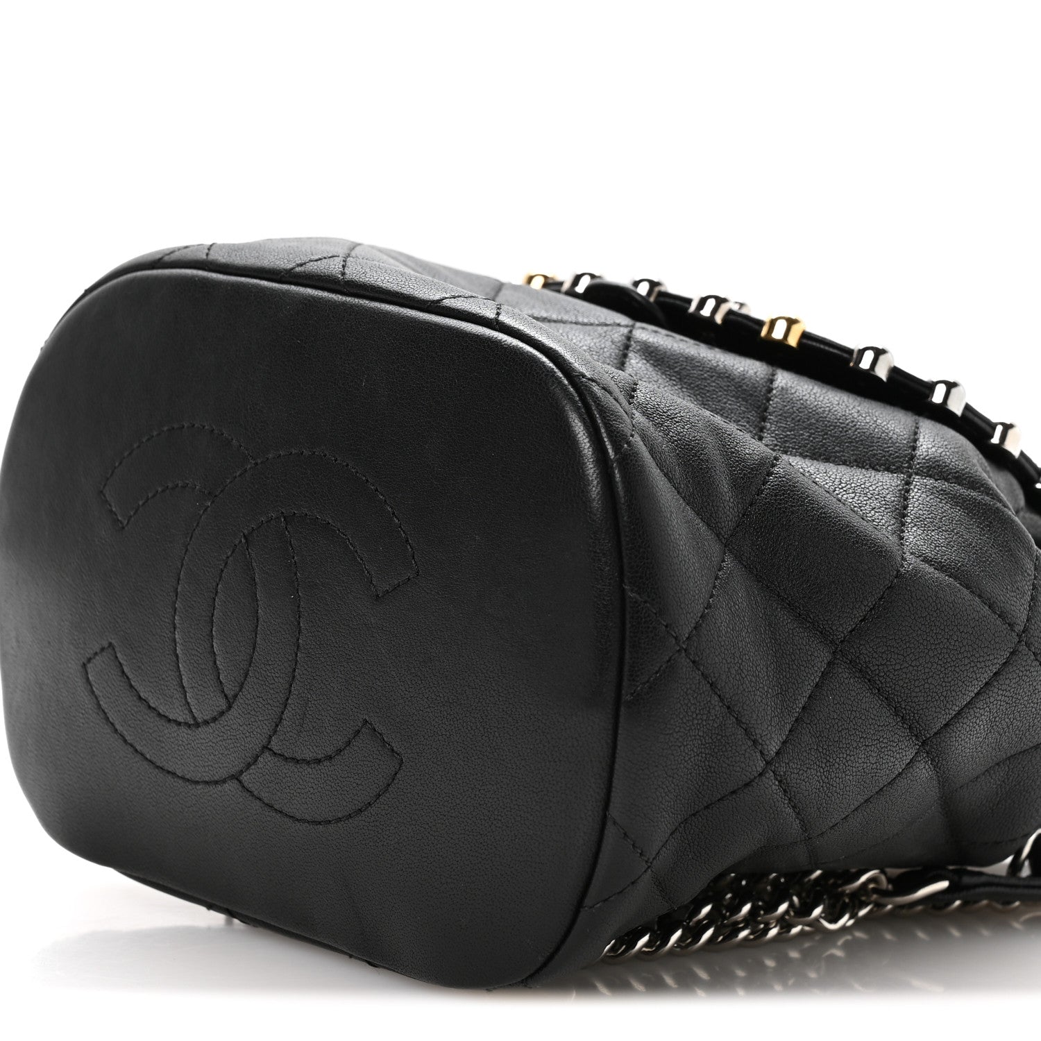 Chanel Lambskin Quilted Metallic Bubble Backpack Black 9 of 9