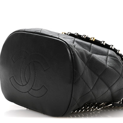 Chanel Lambskin Quilted Metallic Bubble Backpack Black 9 of 9