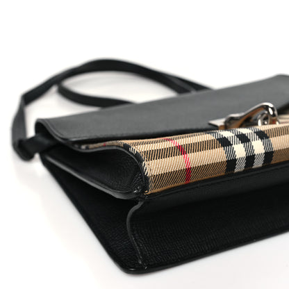 Burberry Derby Calfskin Vintage Check Small Macken Crossbody Bag Black 9 of 10
