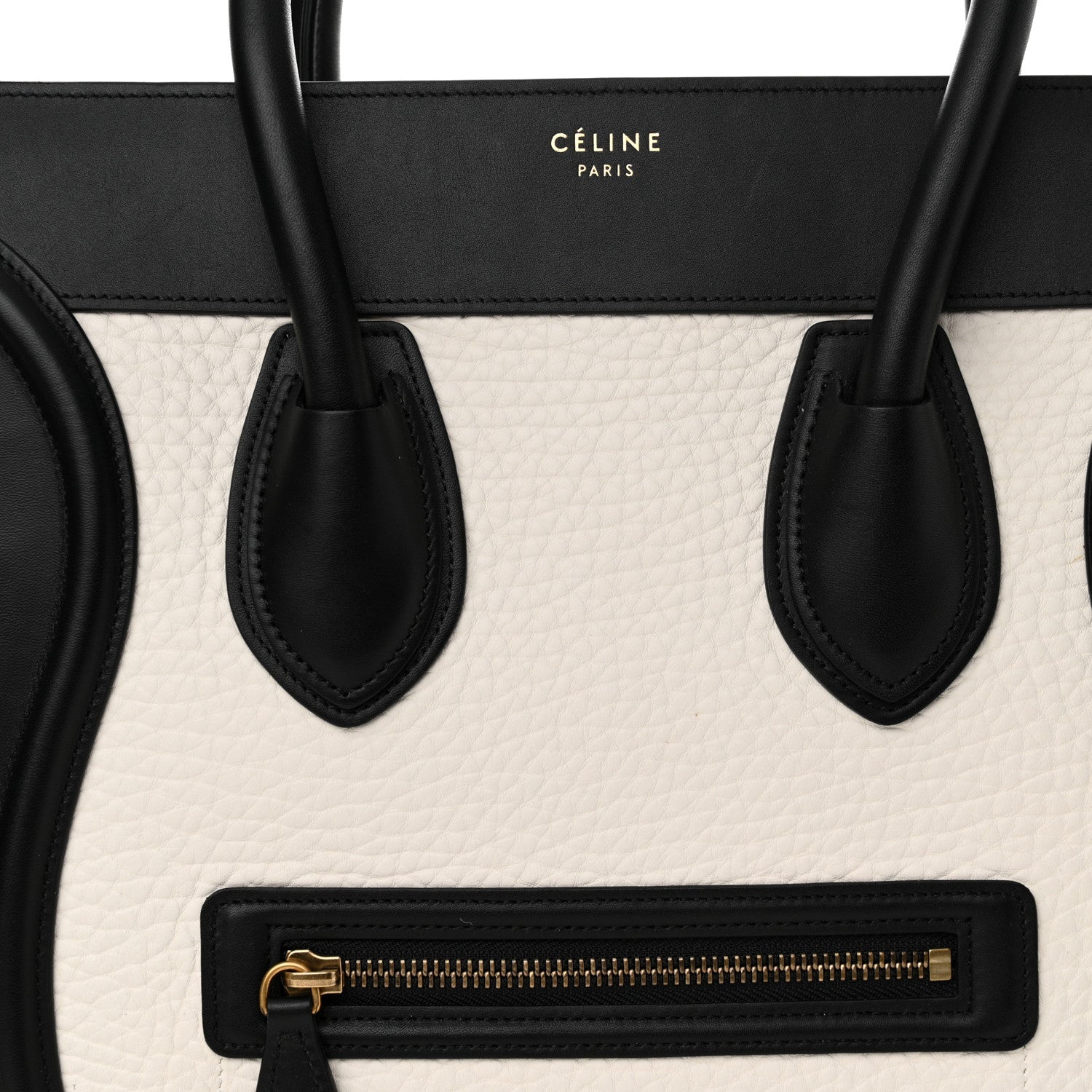 Celine Bullhide Calfskin Nubuck Mini Bi-Color Luggage Black White 7 of 17