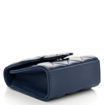 Chanel Lambskin Quilted Top Handle Clutch With Chain Blue 4 of 11