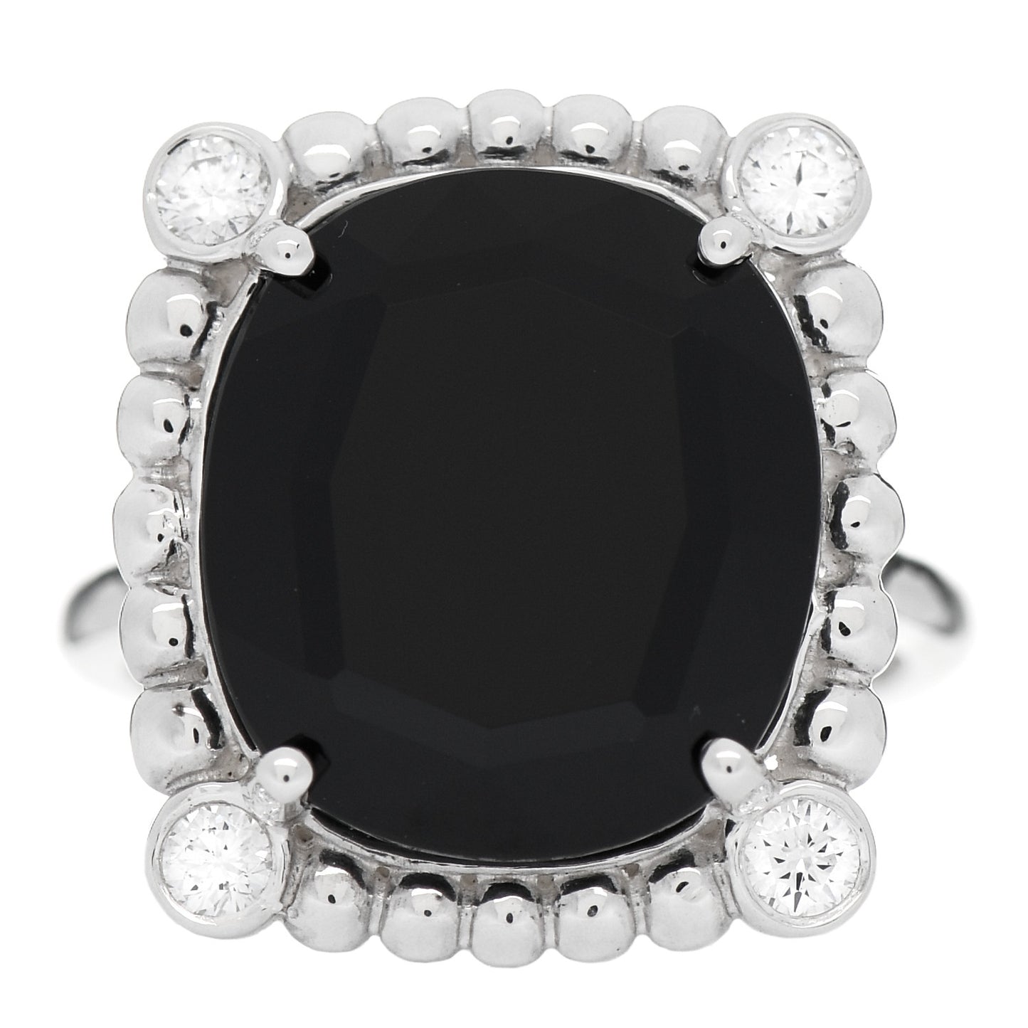 Sterling Silver Diamond Black Spinel 15mm Ziegfeld Ring 47 4