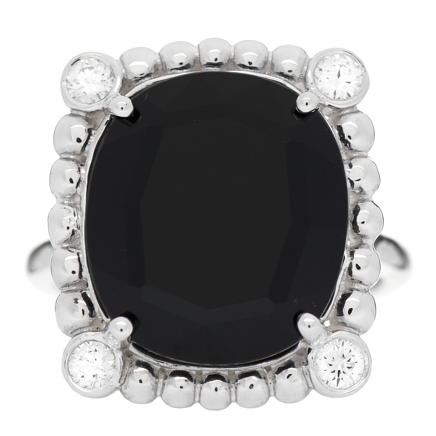 Tiffany Sterling Silver Diamond Black Spinel 15mm Ziegfeld Ring 47 4 1 of 5