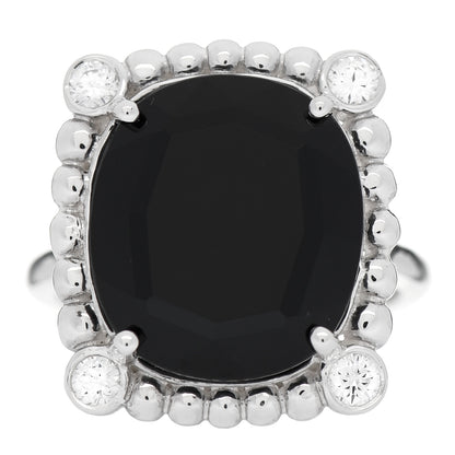 Tiffany Sterling Silver Diamond Black Spinel 15mm Ziegfeld Ring 47 4 1 of 5