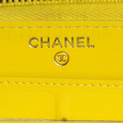 Chanel Patent Quilted Large Gusset Zip Around Wallet Yellow 6 of 7
