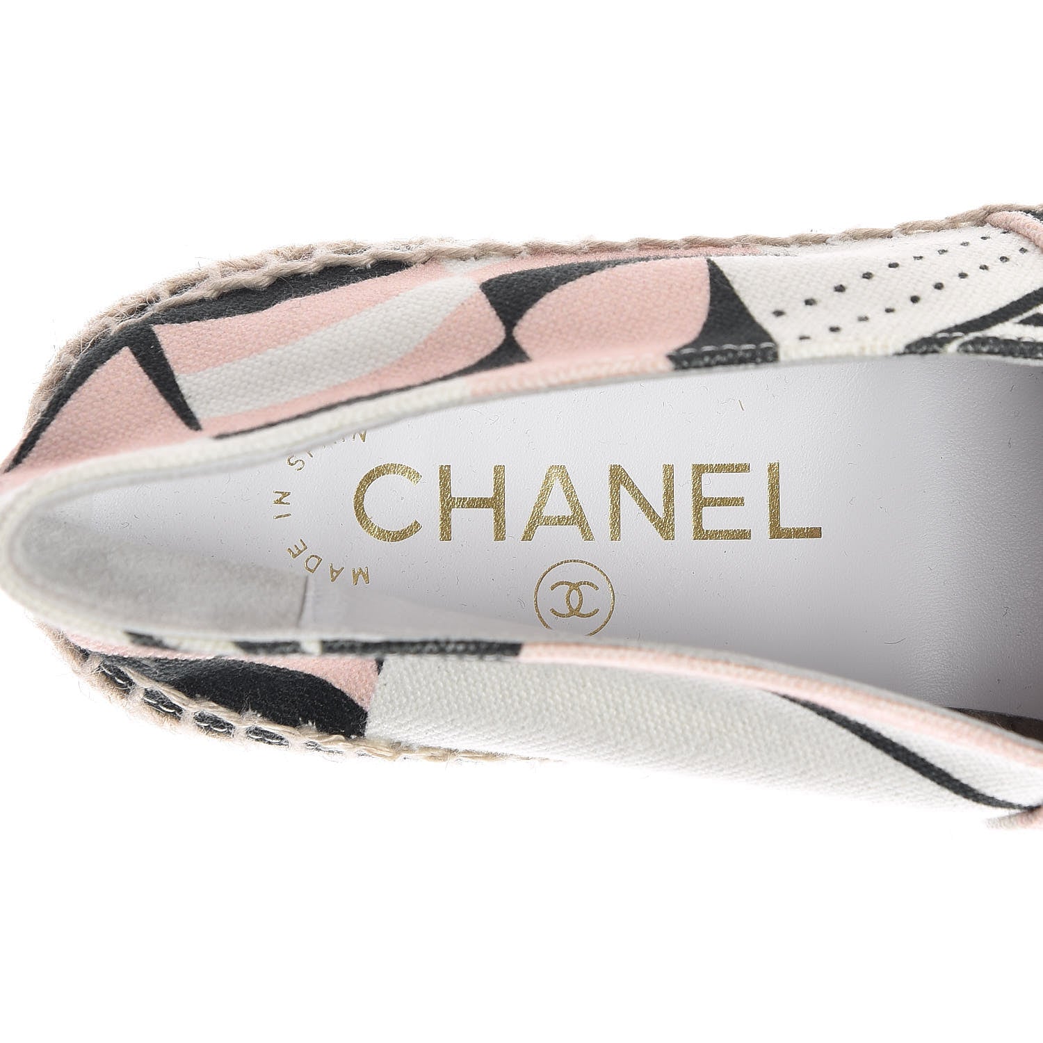 Chanel Fabric CC Espadrilles 38 Pink White Black 9 of 11