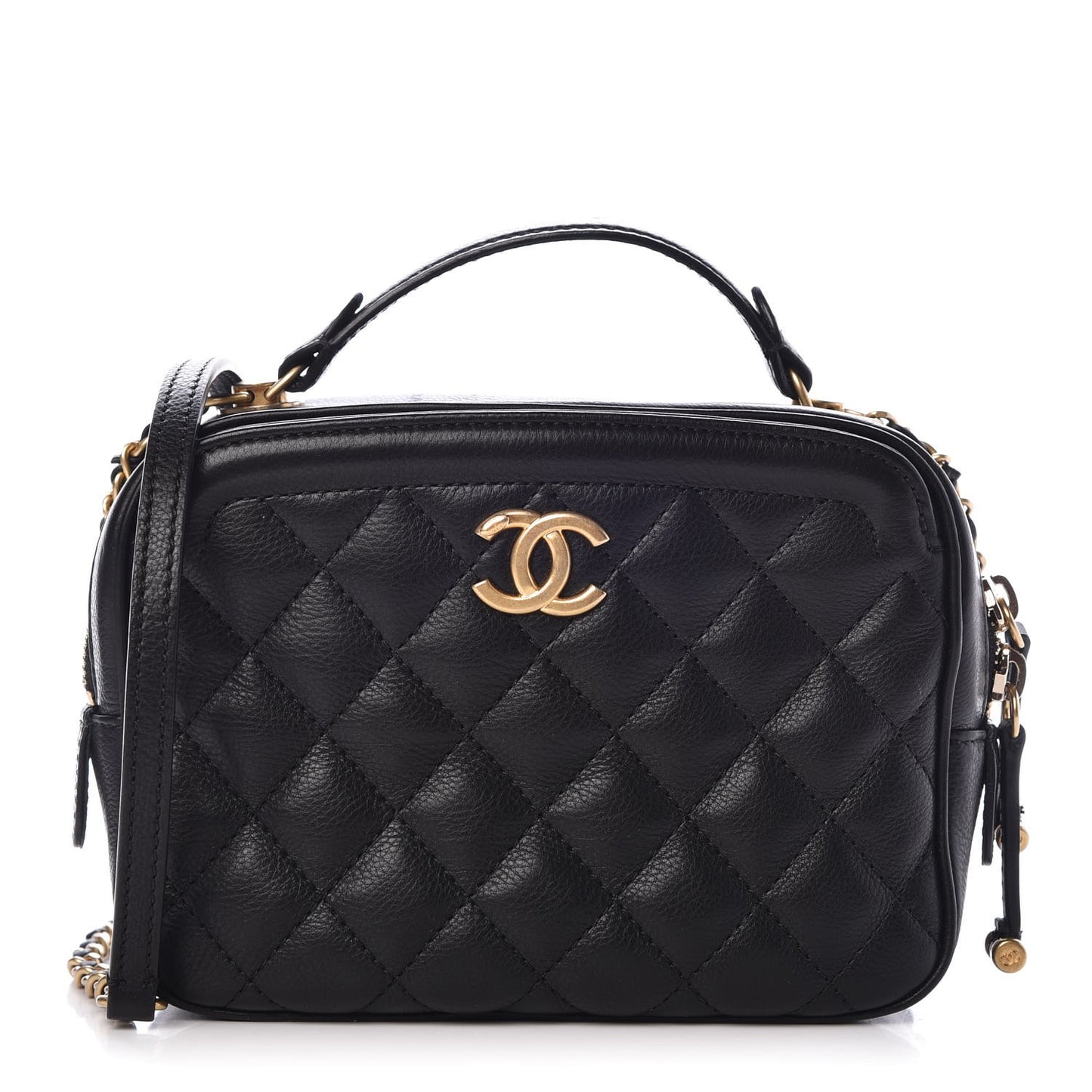 Calfskin Quilted CC Vanity Case Black