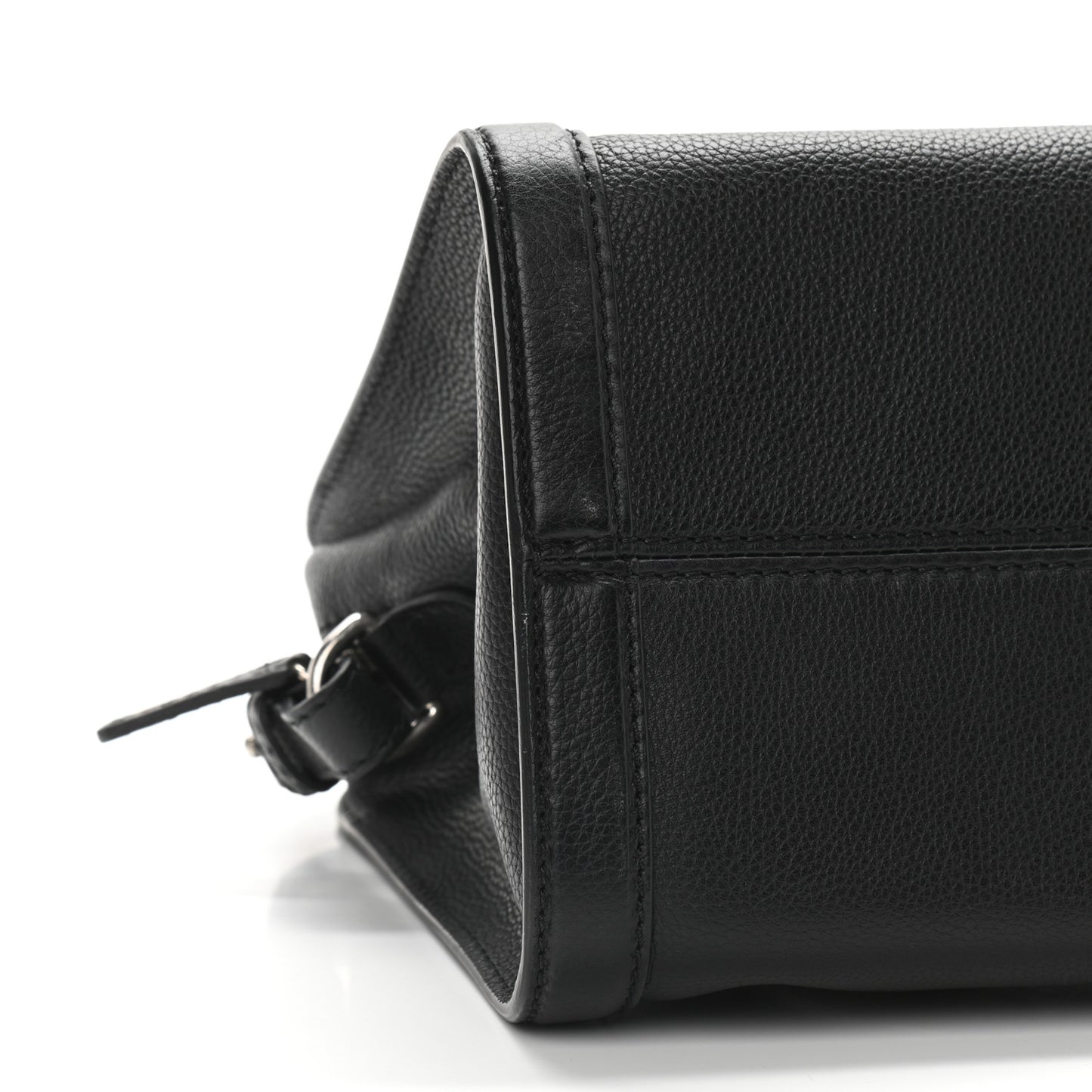 Pebbled Calfskin Snakeskin Small Skull Padlock Zip Around Tote Black