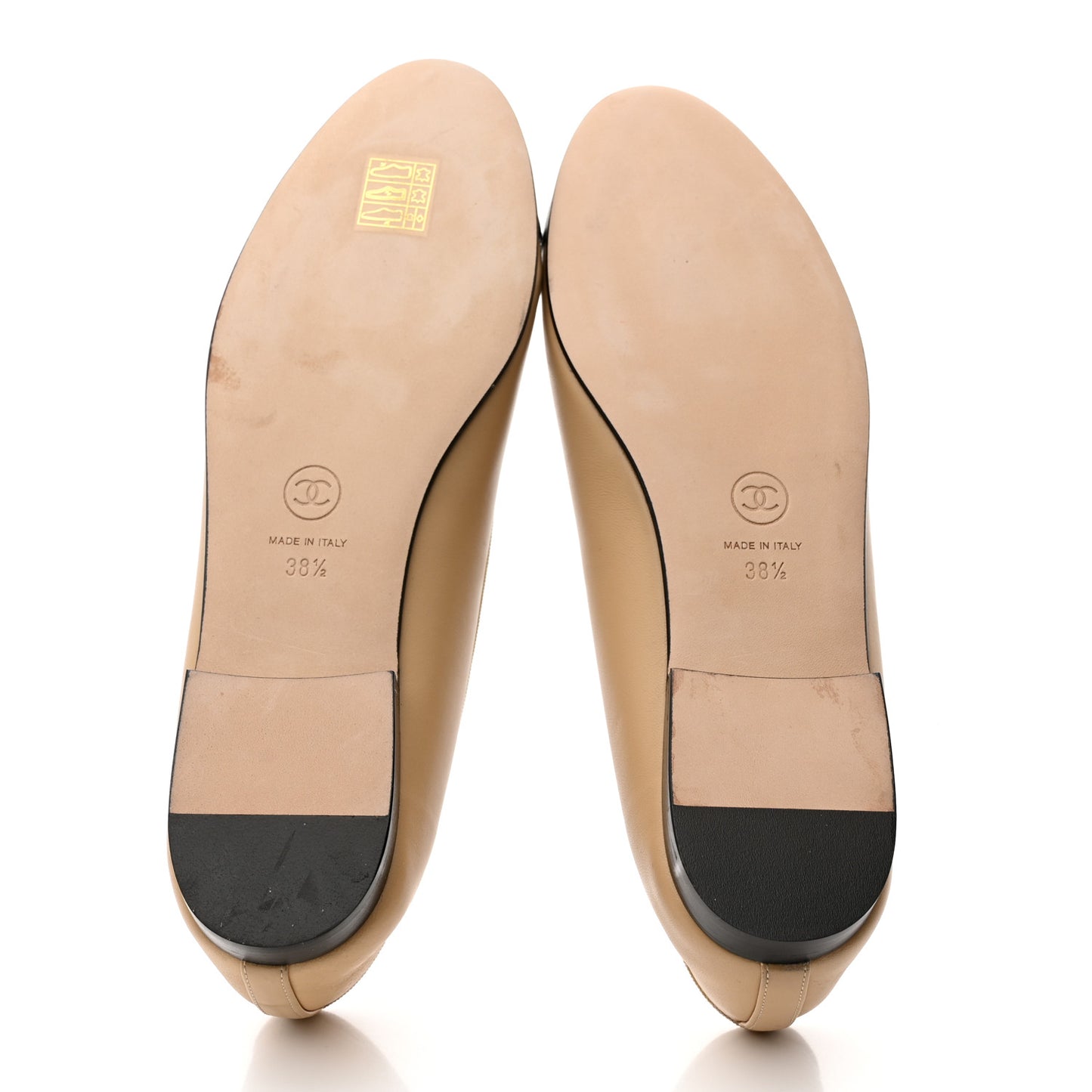 Lambskin Cap Toe CC Ballerina Flats 38.5 Beige Black