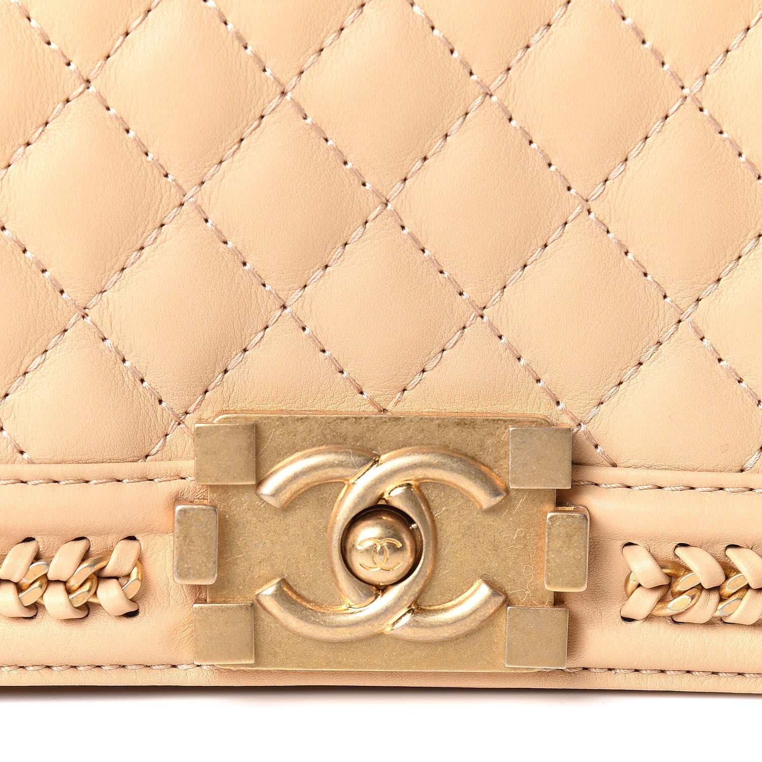 Chanel Calfskin Quilted Small Boy Handle Flap Beige 10 of 12