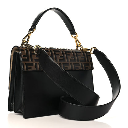Fendi Vitello Liberty Bi-Color FF 1974 Embossed Kan U Shoulder Bag Black Maya 3 of 9