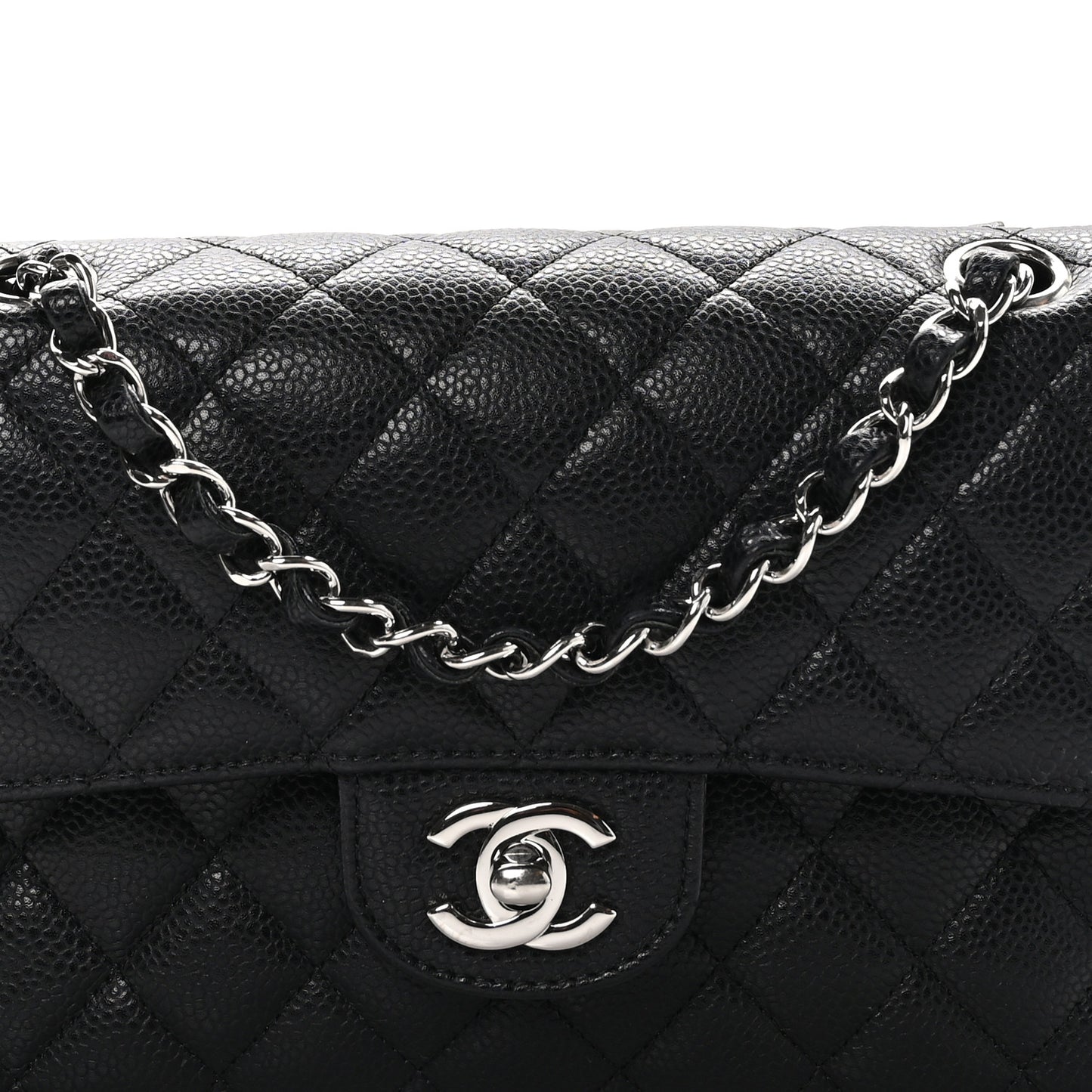 Caviar Quilted Small Double Flap Black
