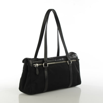 Prada Tessuto Nylon Vitello Foldover Pushlock Satchel Black 3 of 8
