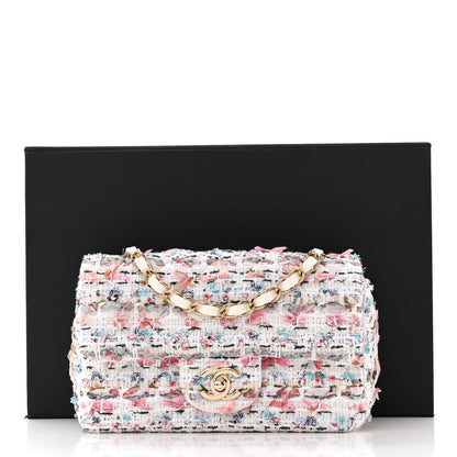 Chanel Tweed Quilted Mini Rectangular Flap Ecru Pink Blue Green 11 of 11