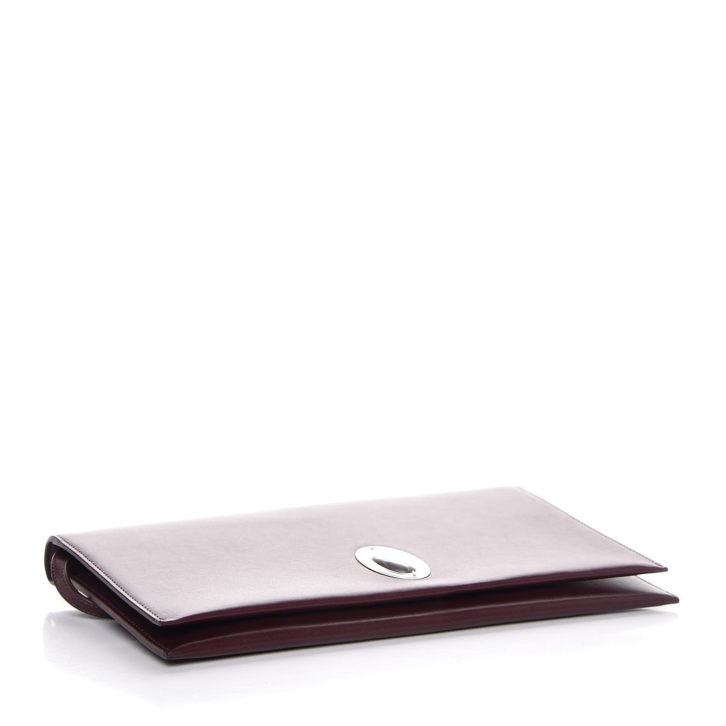Calfskin Oval Clutch on Strap Burgundy