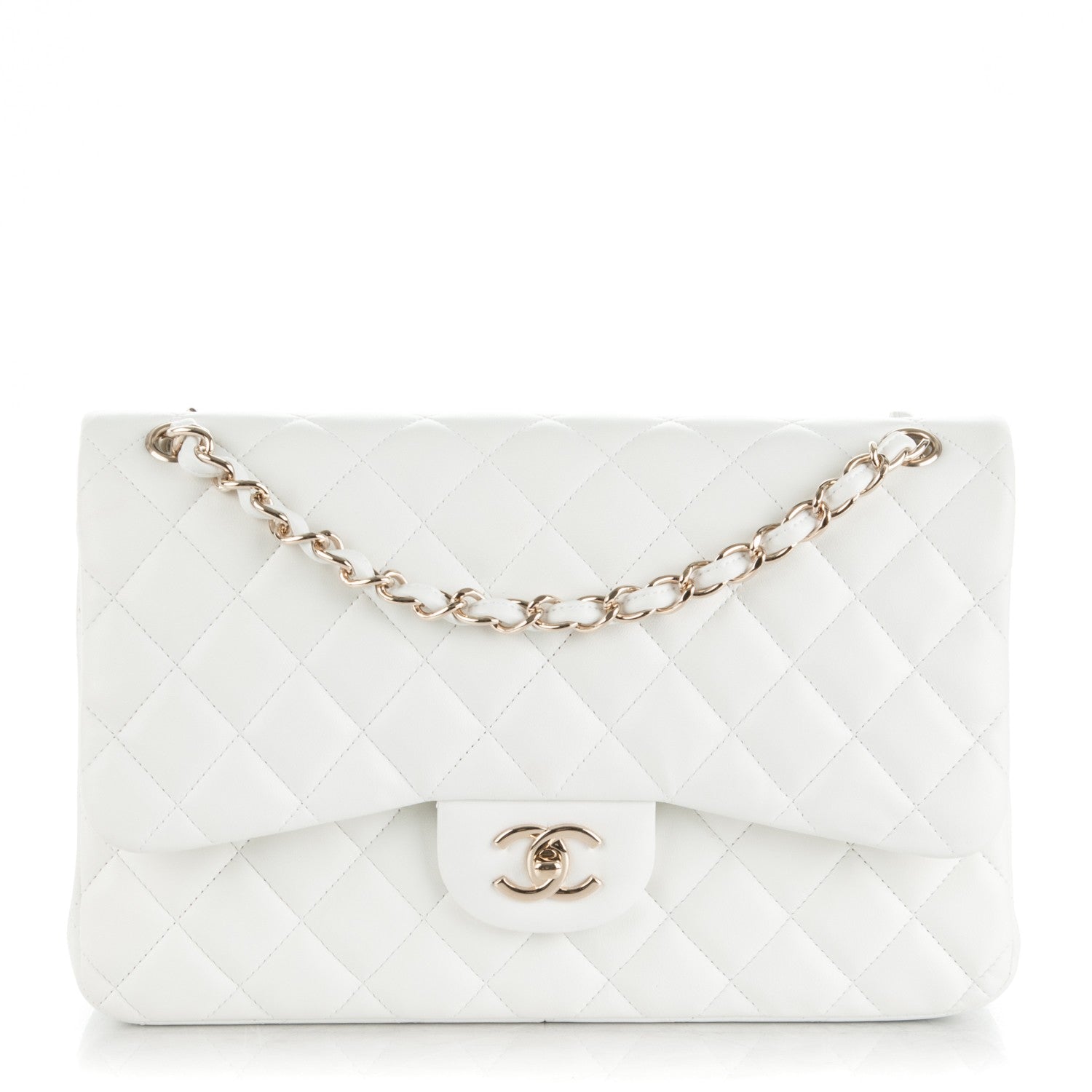 Chanel Lambskin Quilted Jumbo Double Flap White 1 of 8