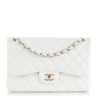 Chanel Lambskin Quilted Jumbo Double Flap White 1 of 8